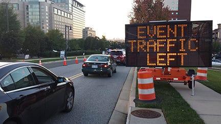 event traffic left sign